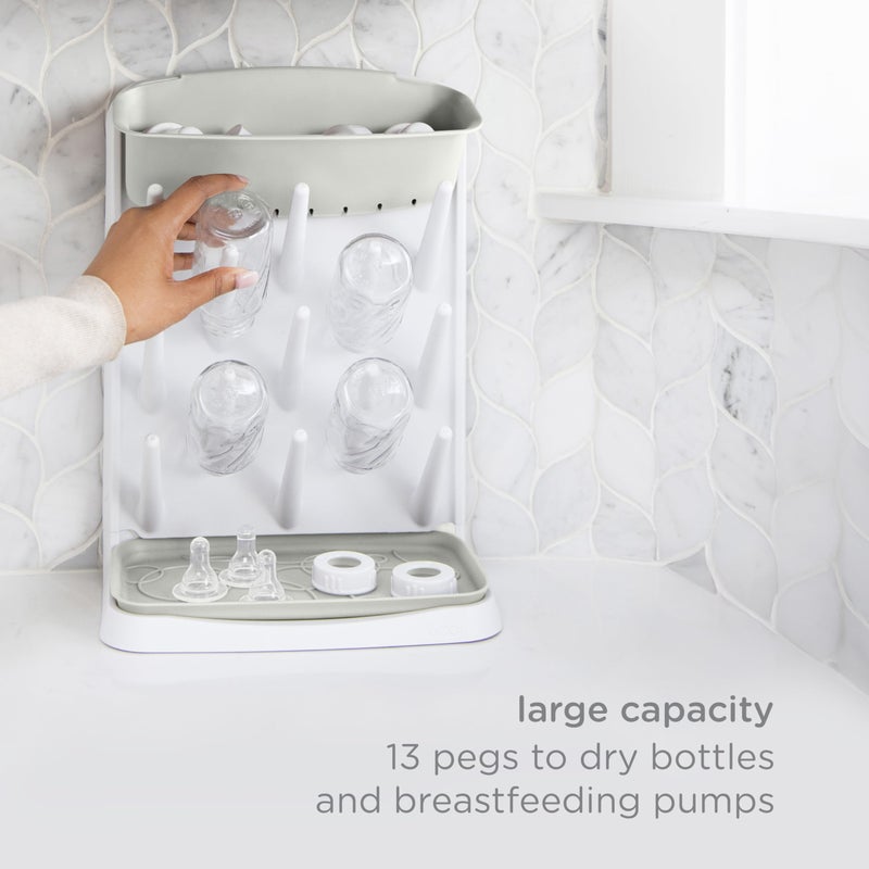 Ubbi Vertical Baby Bottle Drying Rack, Space Saving Countertop Drying Rack Baby Organizer, Oat - Image 4