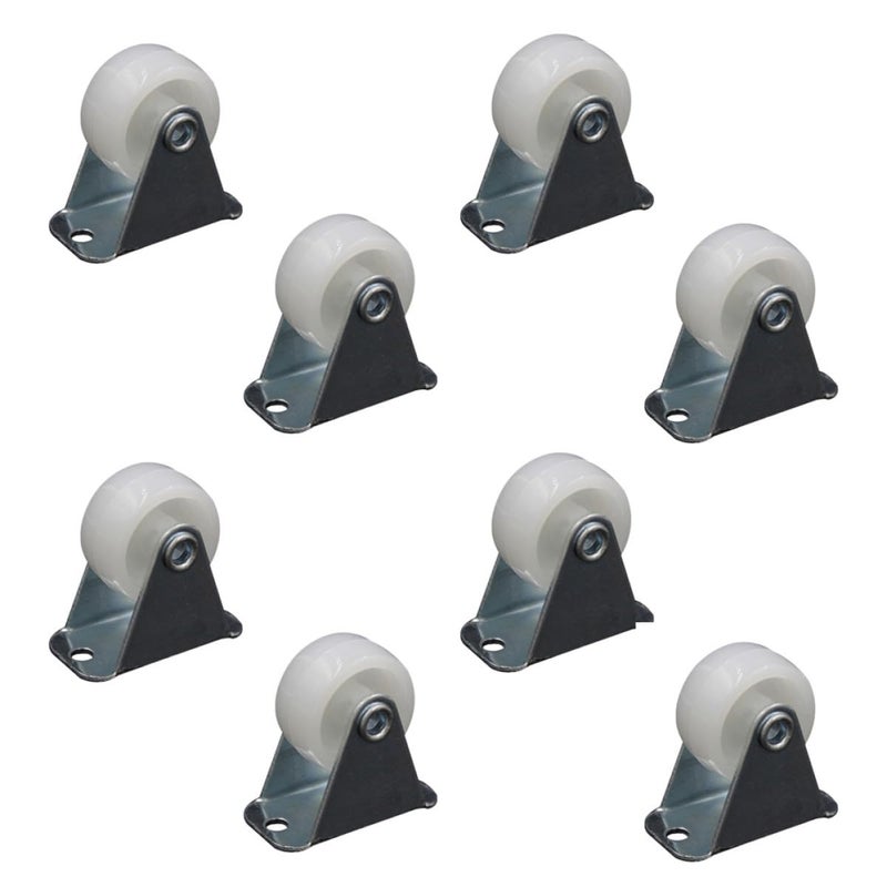 8 Pcs White PP Nylon Heavy Duty Silent Swivel Caster Wheels For Furniture Cart Trolley - Image 1