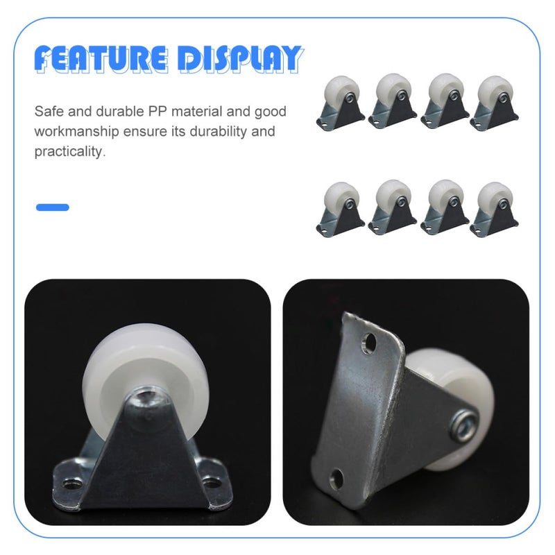 8 Pcs White PP Nylon Heavy Duty Silent Swivel Caster Wheels For Furniture Cart Trolley - Image 3