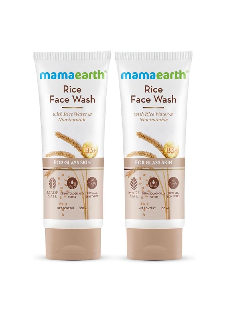 Mamaearth Mamaearth Rice Face Wash With Rice Water & Niacinamide for Glass Skin | Pack of 2 | 100 ml x 2  - Image 1
