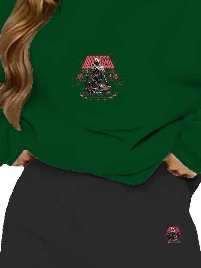 DogFish Tracksuit Oversize Darknessstreetwear Printed Tracksuit,lover,couple Combination Green