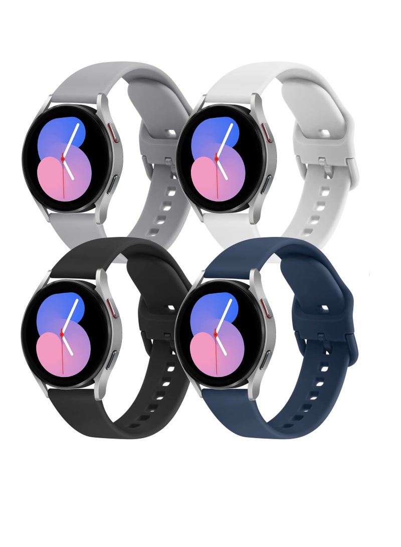 4 Pack Watch Bands for Samsung Galaxy Watch 5 Bands 40mm 44mm, Galaxy Watch 5 Pro Wristband 45mm, 20mm Adjustable Silicone Strap Replacement Band for Galaxy Watch 5 Women Men - Image 1