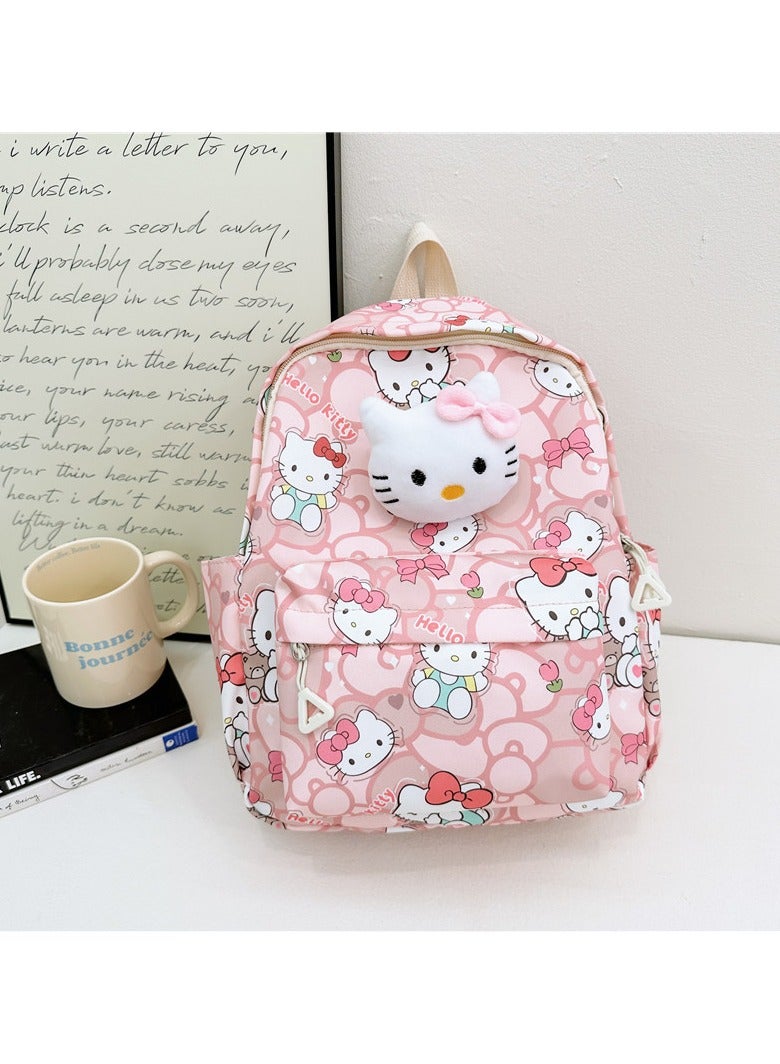 هالو كيتي حقيبة مدرسية للأطفال ، روضة أطفال كرتون لطيف حقيبة ظهر مزدوجة السفر حقيبة ترفيهية - Image 1