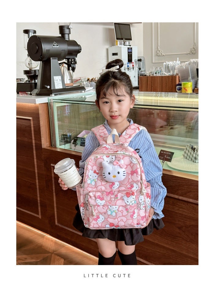 هالو كيتي حقيبة مدرسية للأطفال ، روضة أطفال كرتون لطيف حقيبة ظهر مزدوجة السفر حقيبة ترفيهية - Image 4