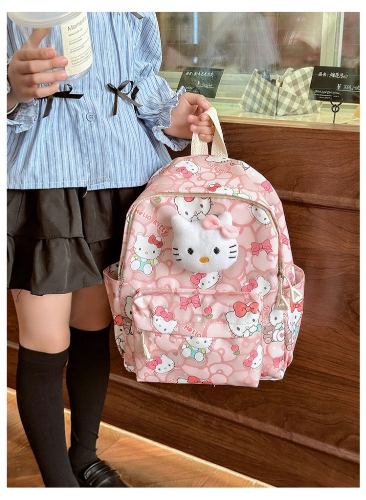 هالو كيتي حقيبة مدرسية للأطفال ، روضة أطفال كرتون لطيف حقيبة ظهر مزدوجة السفر حقيبة ترفيهية - Image 2
