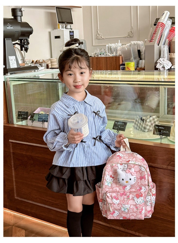 هالو كيتي حقيبة مدرسية للأطفال ، روضة أطفال كرتون لطيف حقيبة ظهر مزدوجة السفر حقيبة ترفيهية - Image 3