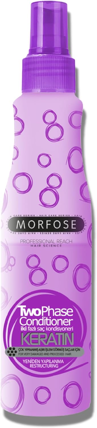 Morfose TwoPhase Hair Conditioner Keratin 220ml Hair Heat Protection Formal LeaveIn Conditioner Spray for Detangling Shine Split End Removal Moisture for All Hair Types