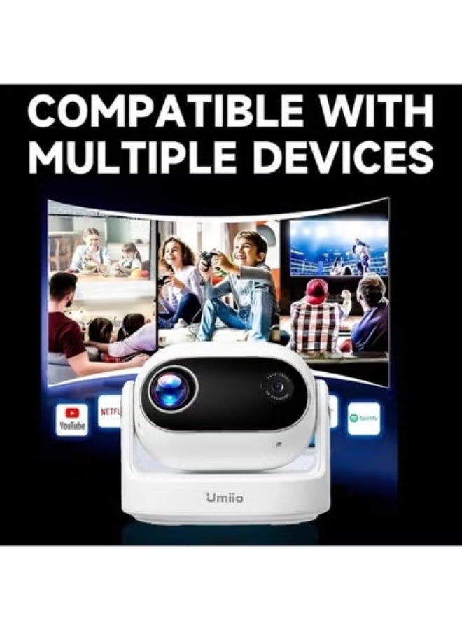 Umiio جهاز العرض الفائق الذكاء U30 - 1080P دقة عالية كاملة مع دعم 4K، عدسة قابلة للتعديل بزاوية 180°، WiFi 6، مدخلات HDMI/USB/صوت وتحكم عن بعد - جهاز عرض مسرح منزلي محمول وأفلام خارجية - Image 2