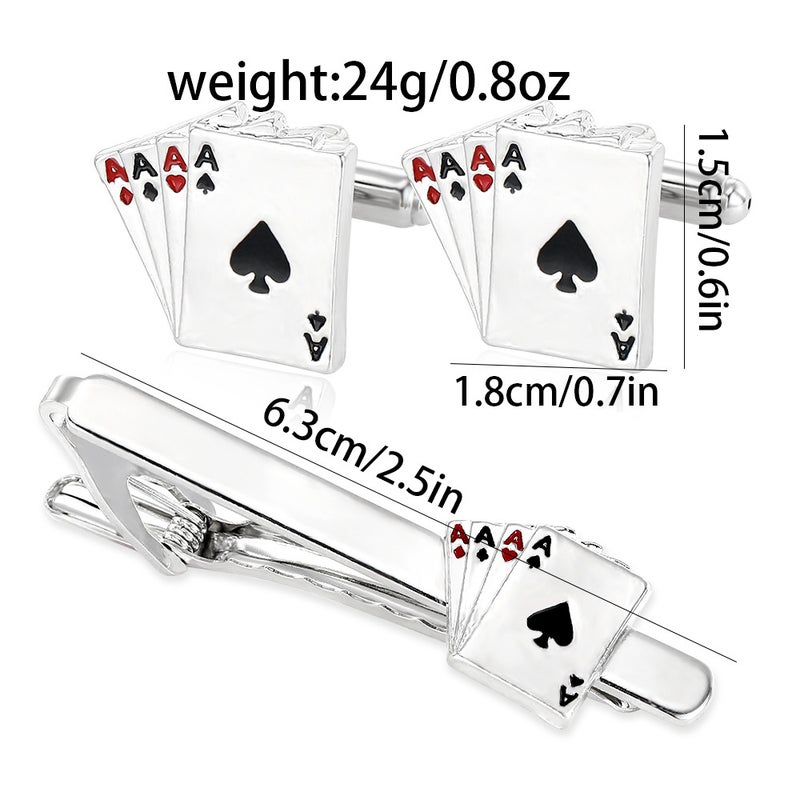 Factory Copper Material Creative Men'S Playing Card Tie Clip Cufflinks Set Wedding Gifts Gift Box - Image 3