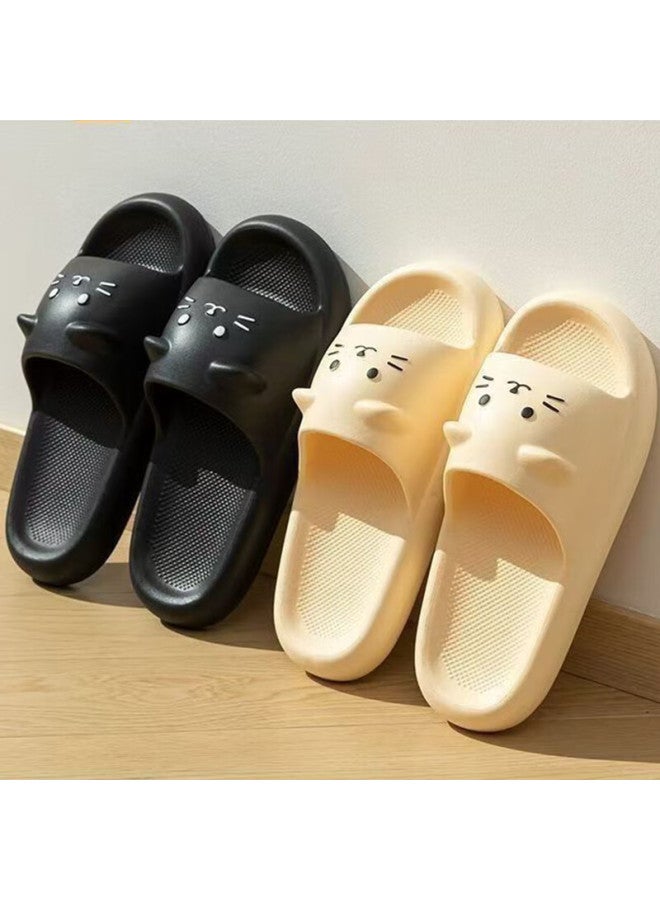 FOOTOPPO صنادل فوطوبو كرتون قطة صيفية للنساء، أحذية حمام للأطفال، غير قابلة للانزلاق، ناعمة، ذات نعل سميك - Image 2