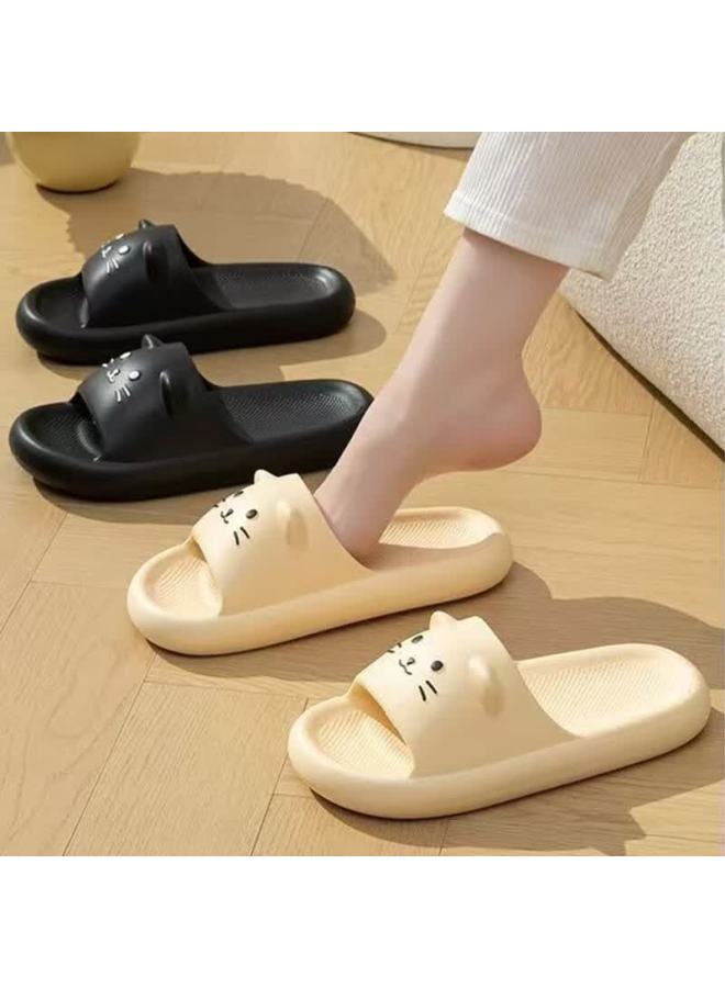 FOOTOPPO صنادل فوطوبو كرتون قطة صيفية للنساء، أحذية حمام للأطفال، غير قابلة للانزلاق، ناعمة، ذات نعل سميك - Image 3
