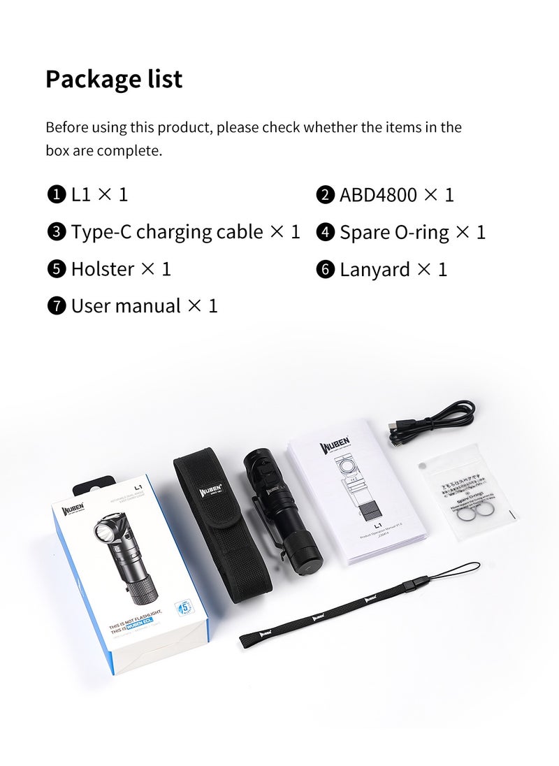 WUBEN - L1 Flashlight Rechargeable Led Flashlights High Lumens 2000 Lumen Dual Light, Powerbank for Phone Super Bright Tactical Multifunctional IP68 Waterproof Torchlight With Magnet  for Emergencies Camping - Image 1