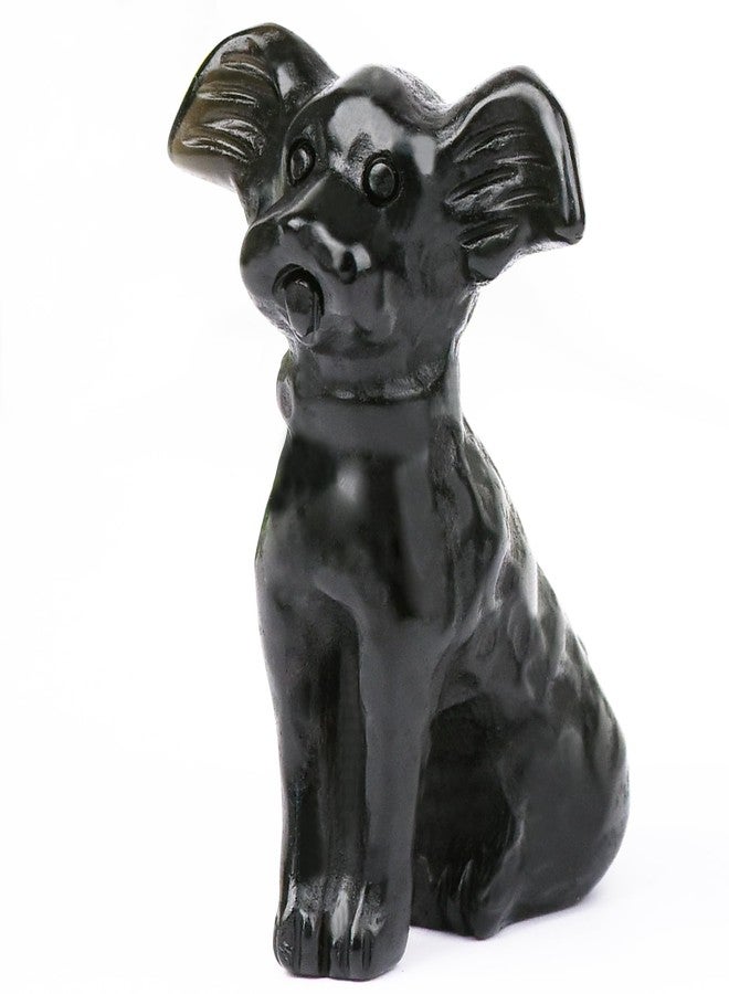 Ytbeoxk 1.8 Inch Black Obsidian Dog Crystal Figurines Home Decor,Hand-Carved Healing Crystals, Puppy Statues Stone Energy Gemstones,in Bedroom Office Dog Memorial Gifts for Women and Men - Image 1