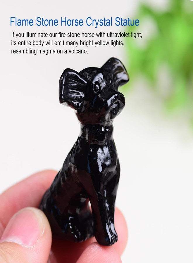 Ytbeoxk 1.8 Inch Black Obsidian Dog Crystal Figurines Home Decor,Hand-Carved Healing Crystals, Puppy Statues Stone Energy Gemstones,in Bedroom Office Dog Memorial Gifts for Women and Men - Image 3