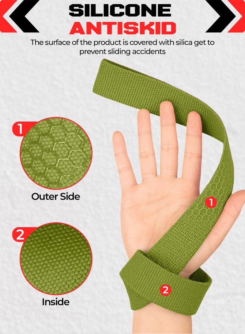 FIT TRIBE Weight Lifting Straps, Gym Straps for Weight Lifting Support, Powerlifting, Bodybuilding & Fitness, Adjustable Wrist Straps for Men & Women - Strength Training Gym Accessories (Green) - Image 4