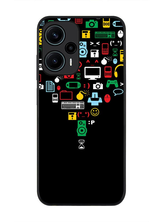 Stylizedd جراب صلب بحافة سوداء لهاتف Xiaomi Poco F5 5G / Xiaomi Redmi Note 12 Turbo 5G جراب رفيع ناعم بحواف مطاطية مرنة ومضاد للسقوط من مادة TPU Gel - Convergence (أسود) - Image 1