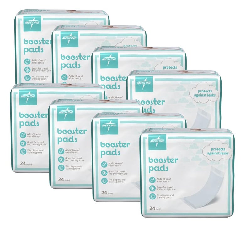 Medline Booster Pads with Adhesive, 192 Count, Baby Diaper Doubler for Overnight Use to Help Eliminate Leaks - Image 1