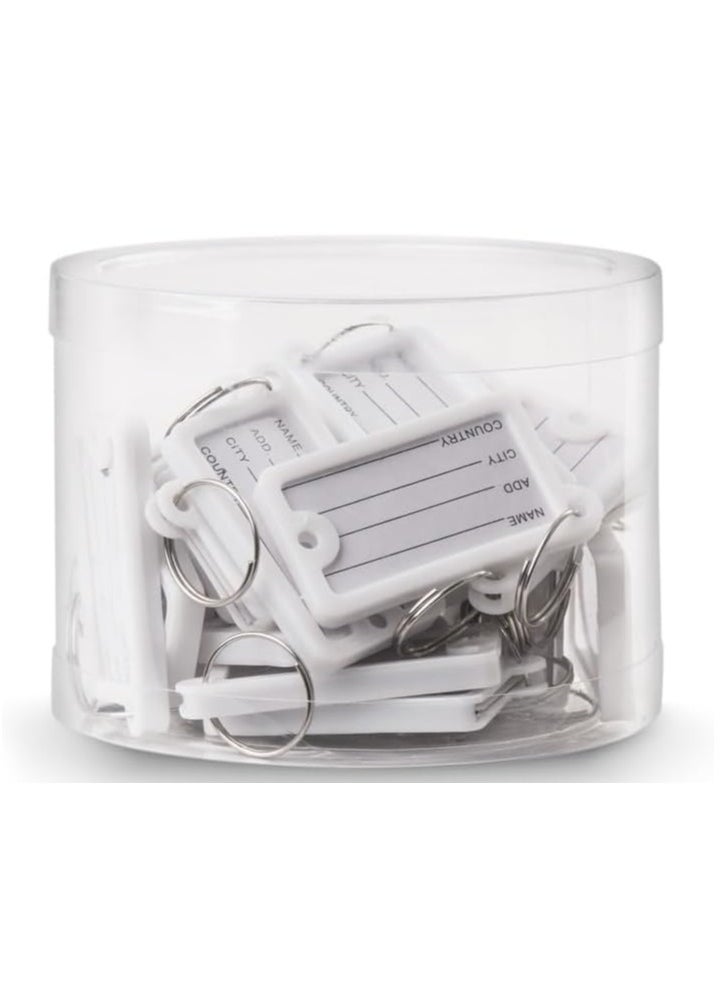 Rubik Large Plastic Key Tags with Labels 30pcs Pack, Durable Key Rings with Labels For Keys Identification, Luggage, Hotels (White)  - Image 1