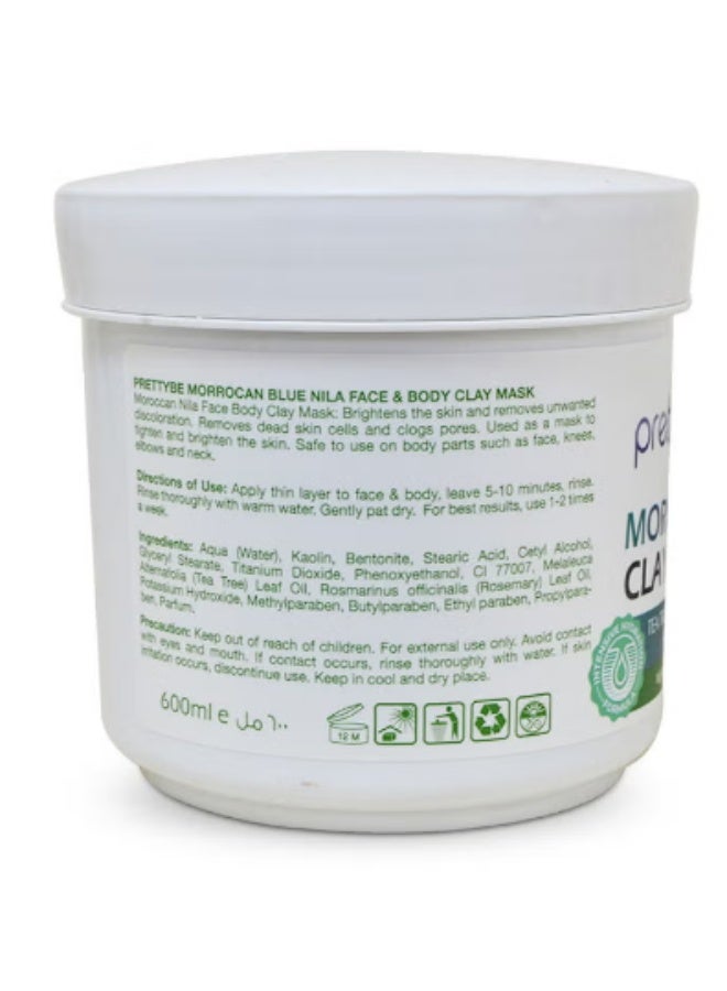 prettyBe Moroccan Nila Clay Mask, Tea free & Rosemary Leaf Oil, Tighten and Brighten the Skin 600ml - Image 2