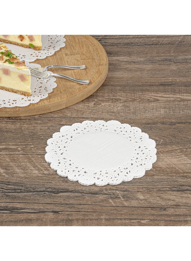 Restaurantware دواليب دانتيل بيضاء 6 × 6 بوصة من باستري تيك، 100 قطعة من أدوات المائدة الزخرفية - قابلة للتخلص، دائرية، ورقية بيضاء، للاحتفالات، أو حفلات الزفاف، ديكور الطاولة - Image 4