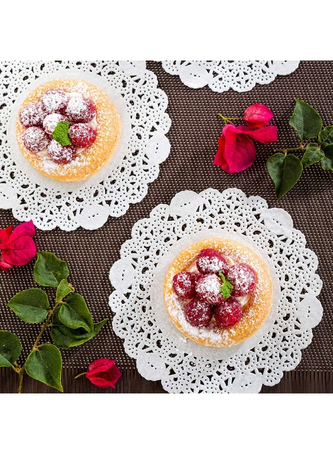 Restaurantware دواليب دانتيل بيضاء 6 × 6 بوصة من باستري تيك، 100 قطعة من أدوات المائدة الزخرفية - قابلة للتخلص، دائرية، ورقية بيضاء، للاحتفالات، أو حفلات الزفاف، ديكور الطاولة - Image 3