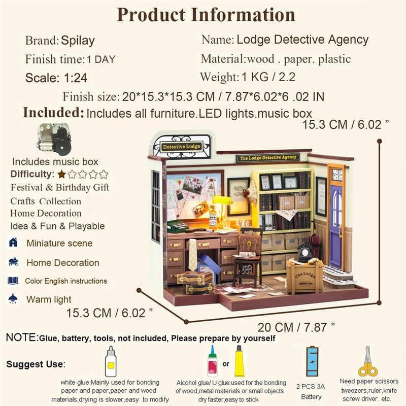 DIY Miniature Dollhouse Kit – Wooden Furniture Music Box with LED Lights, Craft Set for Birthdays - Image 5
