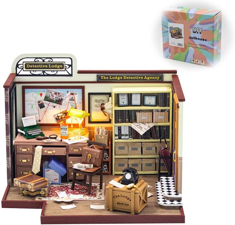 DIY Miniature Dollhouse Kit – Wooden Furniture Music Box with LED Lights, Craft Set for Birthdays - Image 1