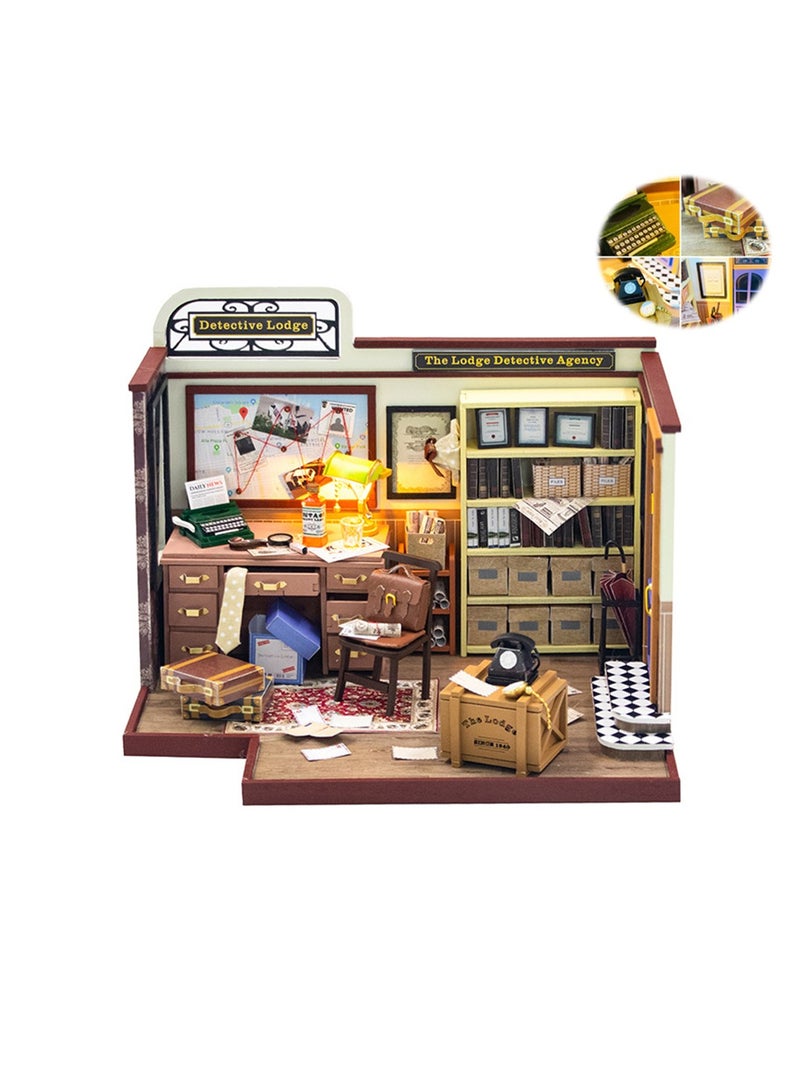 SYOSI DIY Miniature Dollhouse Kit, Wooden Furniture Music Box and LED DIY Dollhouse Set Crafts Birthday Gifts - Image 1