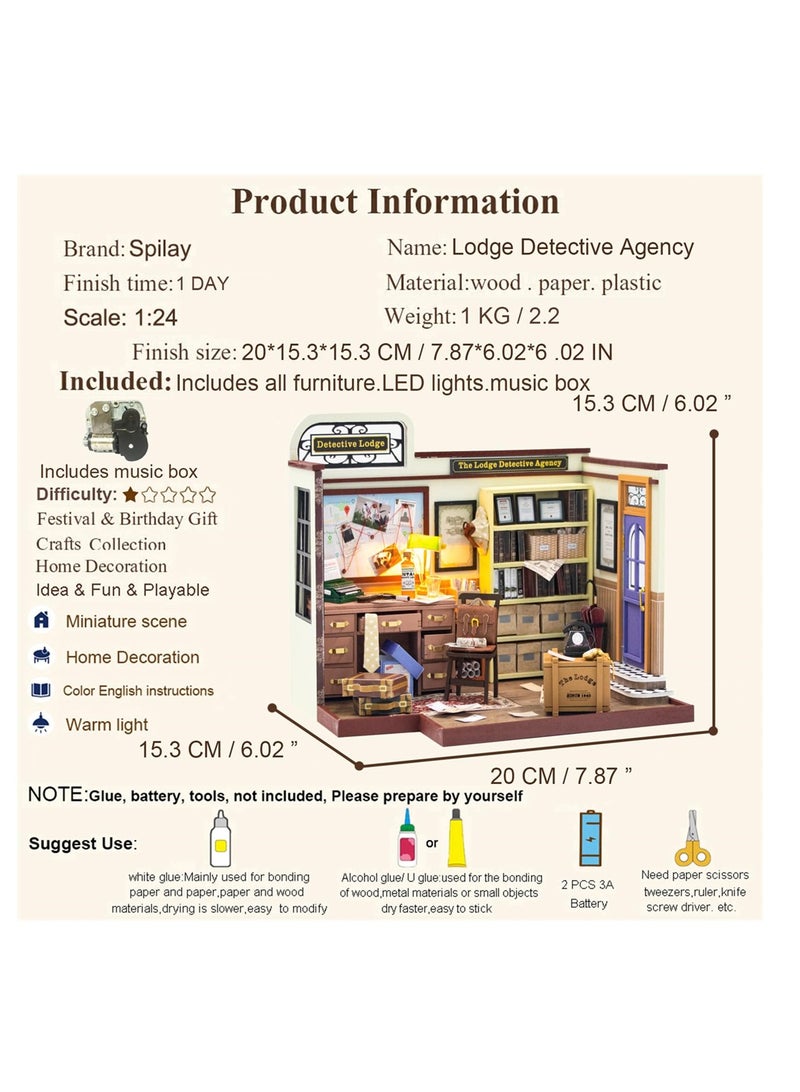 SYOSI DIY Miniature Dollhouse Kit, Wooden Furniture Music Box and LED DIY Dollhouse Set Crafts Birthday Gifts - Image 5