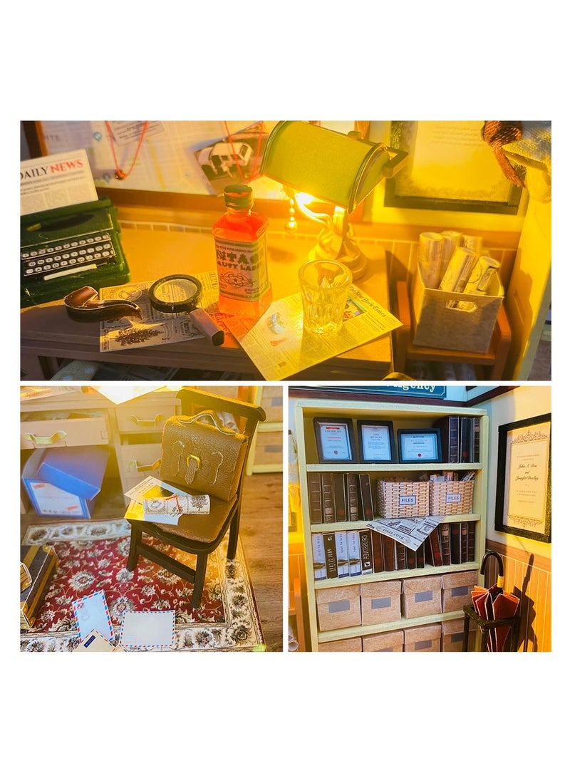 SYOSI DIY Miniature Dollhouse Kit, Wooden Furniture Music Box and LED DIY Dollhouse Set Crafts Birthday Gifts - Image 4