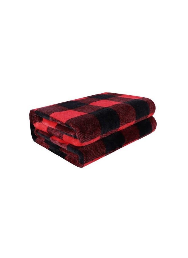 PICCOCASA PiccoCasa Pet Dog Blanket, Flannel Fleece Puppy Blanket Plaid Plush Warm Rug Blankets for Small-Medium Dogs Cats Sleeping Mat, 30 x 40 Inches, Scarlet+Black  - Image 1
