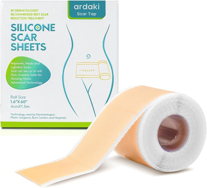 ARDAKI Silicone Scar SheetsSilicone Scar TapeScar Tape for Surgical ScarsSilicone Scar Removal for SurgicalCSectionTummy TuckKeloid Scars Face Tape Keloid Bump Removal 16X 60 Roll15M - Image 1