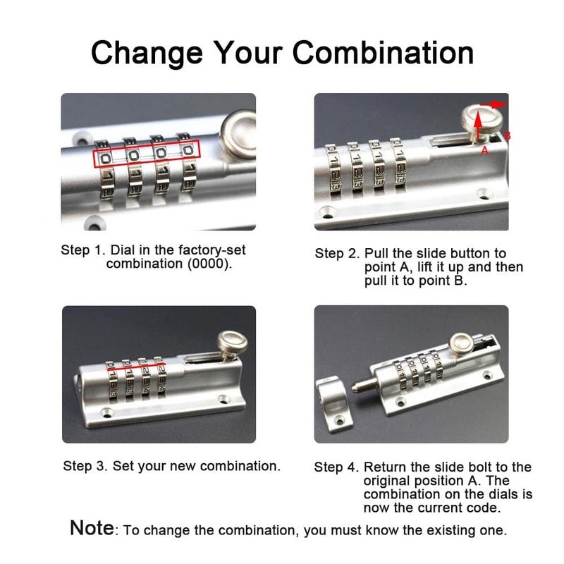 bosig bosig Combination Bolt Combi Bolt Latch Keyless Combination Bolt 4 Digit Pin Dial Slide Bolt for Sheds Gates Cupboards Fences  - Image 4