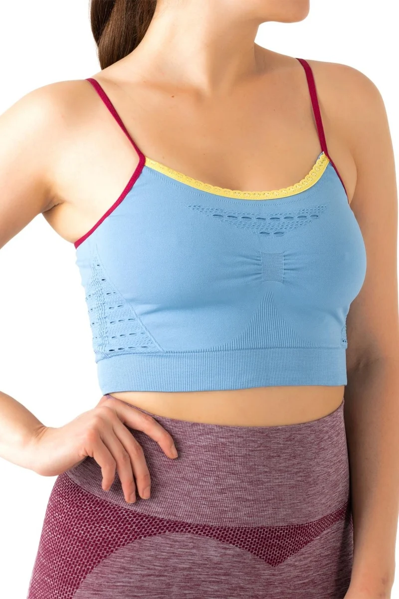 Gigotto Seamless Lace Detailed Blue Bustier