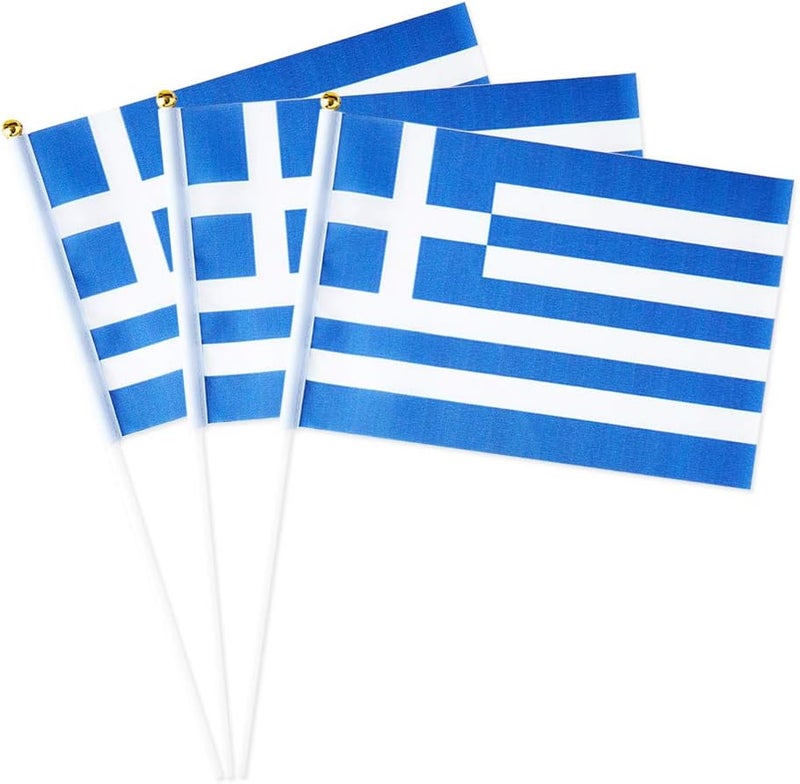 mflagperft Greece Flag Greek Flag, Small Mini Handheld Greece Flags on Stick, Ideal for Party Parades Sports Events Patriotic Festival Decorations - Image 1