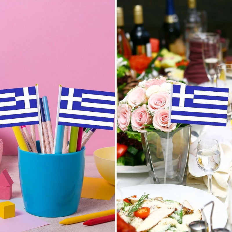 mflagperft Greece Flag Greek Flag, Small Mini Handheld Greece Flags on Stick, Ideal for Party Parades Sports Events Patriotic Festival Decorations - Image 5