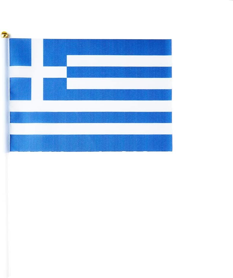 mflagperft Greece Flag Greek Flag, Small Mini Handheld Greece Flags on Stick, Ideal for Party Parades Sports Events Patriotic Festival Decorations - Image 2