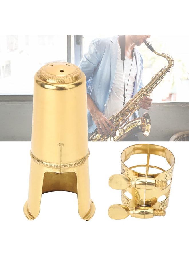 Thoraya - Tenor Saxophone Mouthpiece Metal Clip Cap Golden Musical Instrument Replacement Kit - Image 1