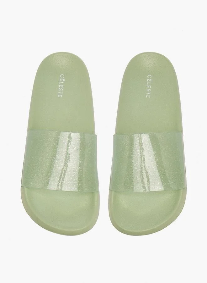 Celeste Women Glitter Print Slides