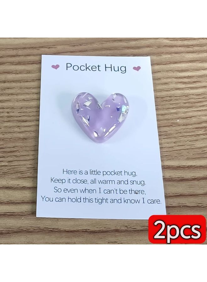 مجموعة هدايا عناق الأرجواني المحمولة مع بطاقة تشجيعية للأحباء 2 قطعة - Image 1