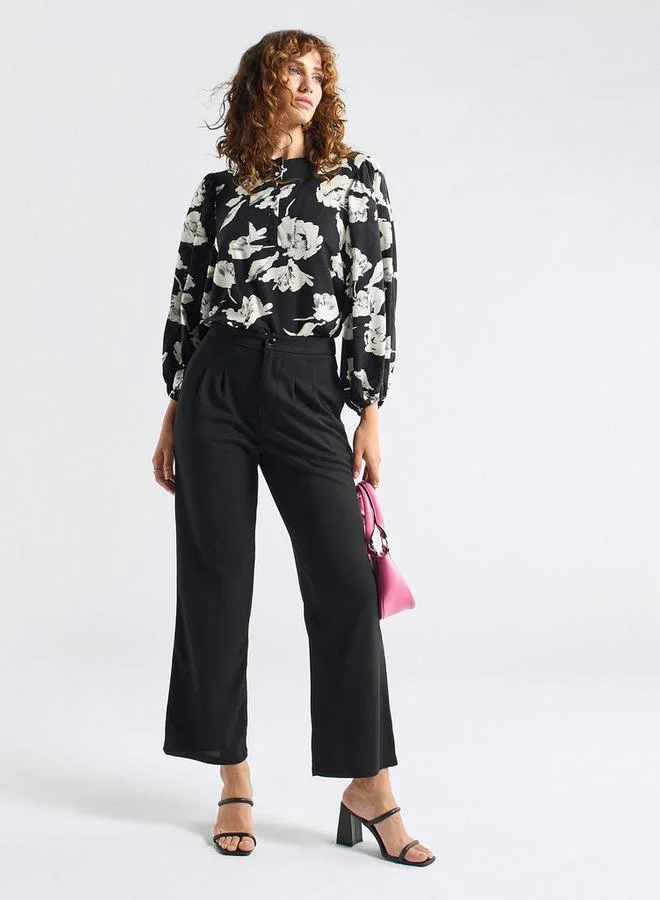 Splash FAV Textured Wide Leg Pants with Pockets