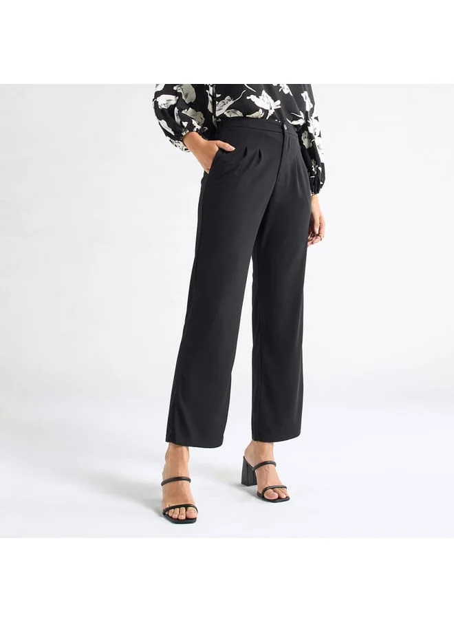 FAV Textured Wide Leg Pants with Pockets