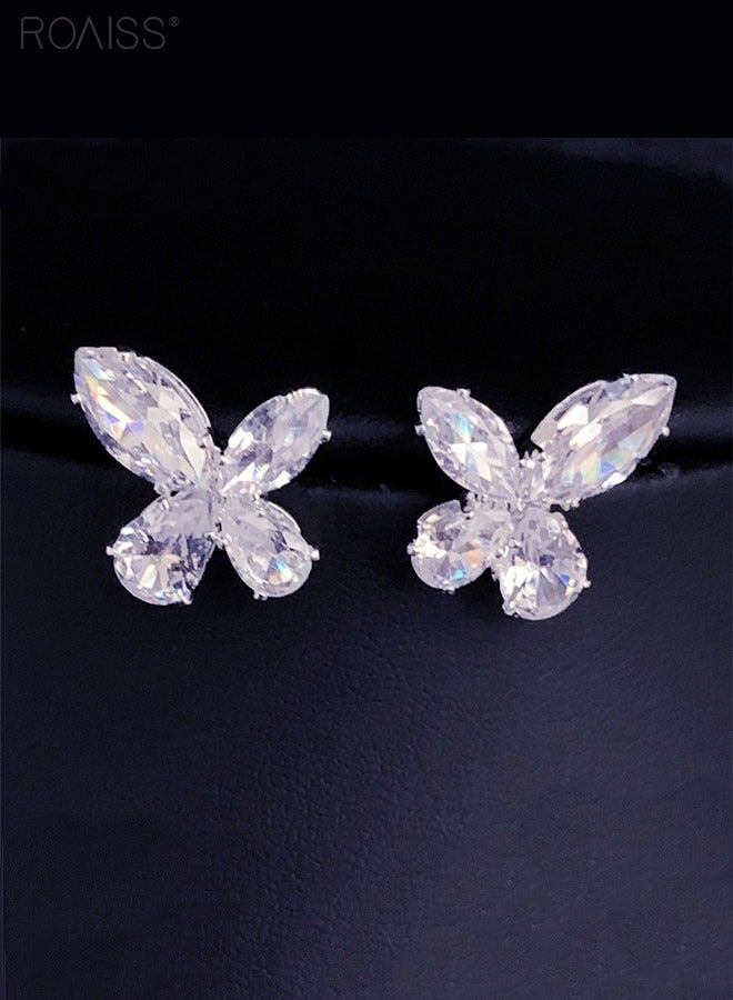 roaiss Two Women's Jewelry Sets, Sparkling Diamond Bridal Jewelry, Wheat Ear Tassel Necklace, Butterfly Minimalist Earrings, Exquisite Craftsmanship, Banquet Jewelry Set - Image 5