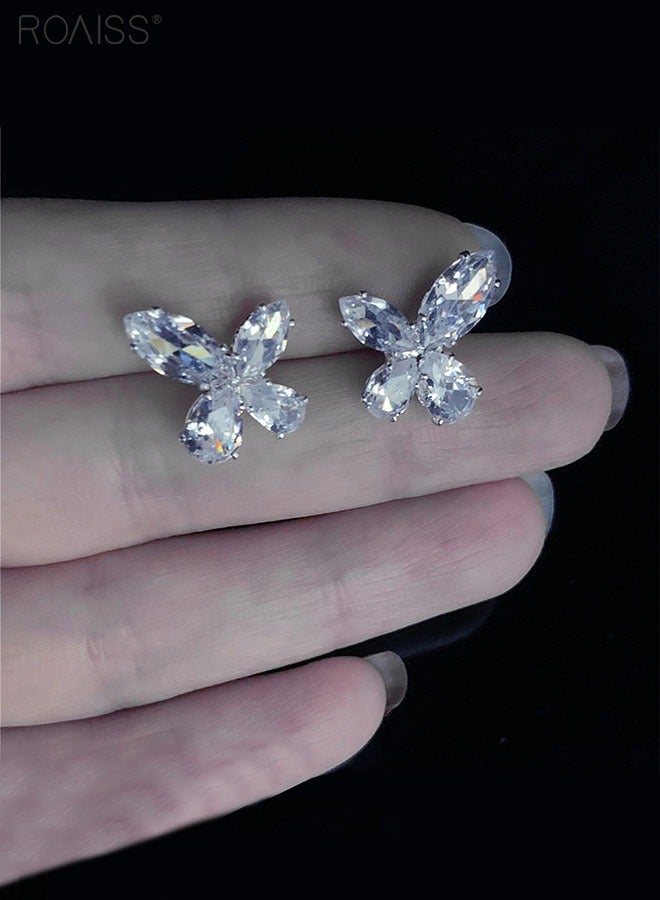 roaiss Two Women's Jewelry Sets, Sparkling Diamond Bridal Jewelry, Wheat Ear Tassel Necklace, Butterfly Minimalist Earrings, Exquisite Craftsmanship, Banquet Jewelry Set - Image 4