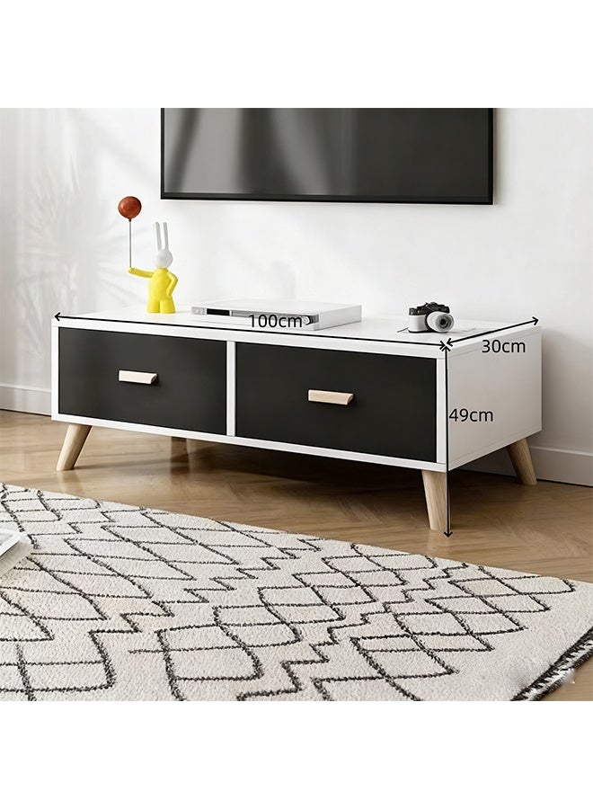 2-Drawer TV Cabinet, Solid Wood Modern TV Bench, Media Console Entertainment Center and Storage, Multi Functional TV Table TV Stand For Living Room and Bedroom - Image 2