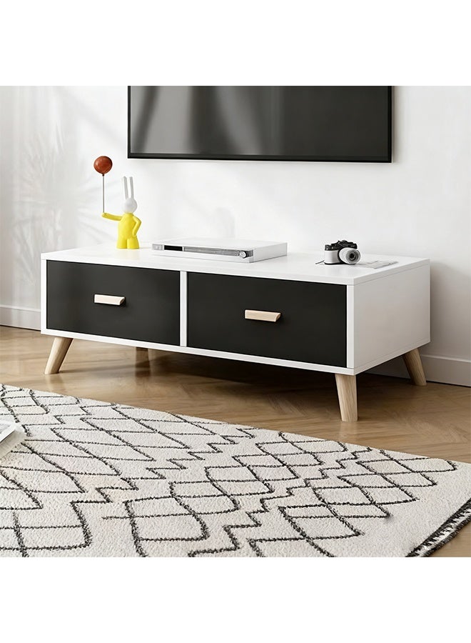 2-Drawer TV Cabinet, Solid Wood Modern TV Bench, Media Console Entertainment Center and Storage, Multi Functional TV Table TV Stand For Living Room and Bedroom - Image 1