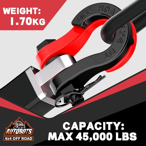 AUTOBOTS Tigertooth D Ring Shackles 45,000lb Break Strength, 3/4”Shackle D Rings Heavy Duty with 7/8 Pin for Tow Strap Winch Offroad Vehicle Recovery Accessories Red - Image 2