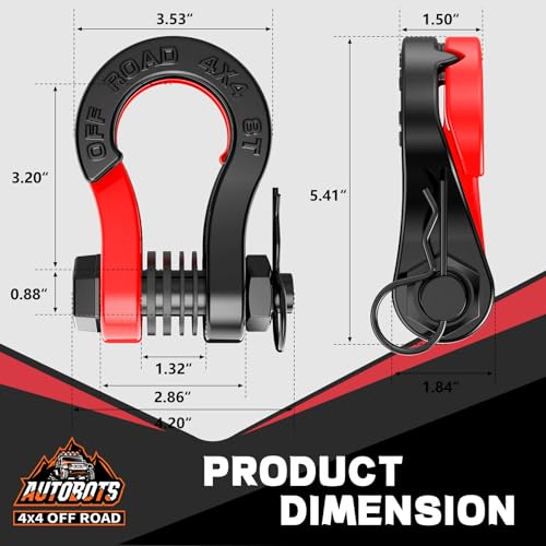 AUTOBOTS Tigertooth D Ring Shackles 45,000lb Break Strength, 3/4”Shackle D Rings Heavy Duty with 7/8 Pin for Tow Strap Winch Offroad Vehicle Recovery Accessories Red - Image 5