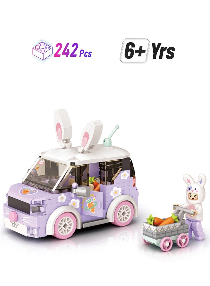 Rabbit Carrot Car 242pcs, Small House Street View Store Set Building Block Toys, Educational Assembly Model Gift For Children - Image 1