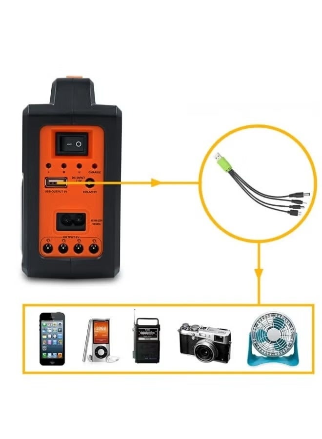 A portable solar power system with a charging panel, LED flashlight, and three light bulbs. Suitable for camping, hiking, and travel. - Image 2